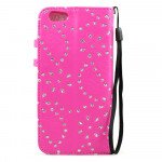 Wholesale iPhone 6 4.7 Diamond Flip PU Leather Wallet Case with Strap (Hot Pink)